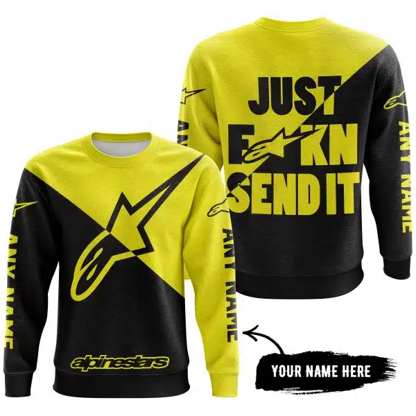 Just Fkcn Send It - 3d All Over Printed - Alpinestars Yellow - Image 4