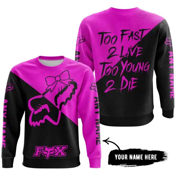 Too Fast To Live Too Young To Die – 3d All Over Printed – Fox Racing Girl - Pink - Image 4