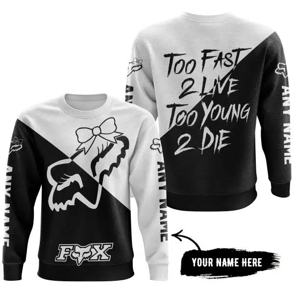 Too Fast To Live Too Young To Die – 3d All Over Printed – Fox Racing Girl – White - Image 4