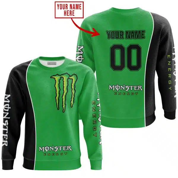 Limited Edition - Custom Name Motocrocss V2 - Monster  Energy - Green - Image 4