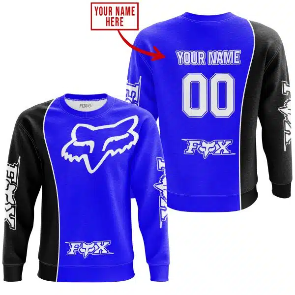 Limited Edition - Custom Name Motocrocss V2 - Fox Racing - Black Blue - Image 4