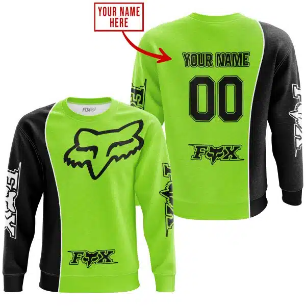 Limited Edition - Custom Name Motocrocss V2 - Fox Racing - Black Green 1 - Image 4