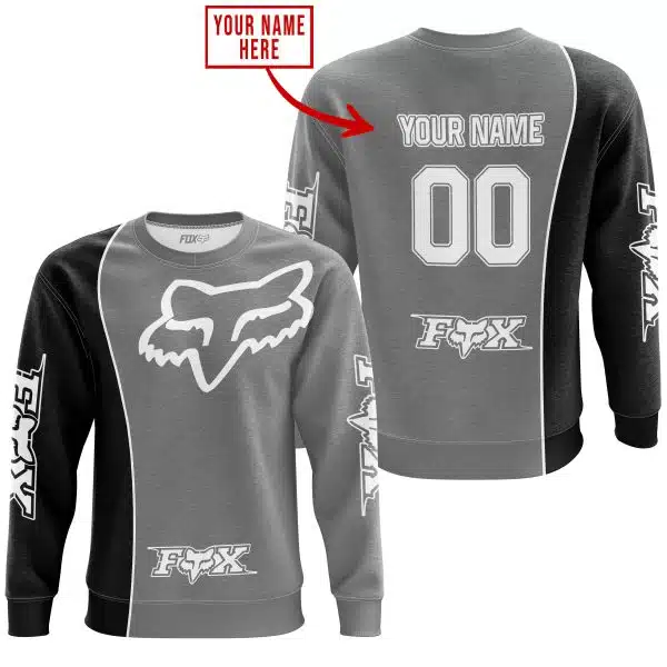 Limited Edition - Custom Name Motocrocss V2 - Fox Racing - Black Grey - Image 4