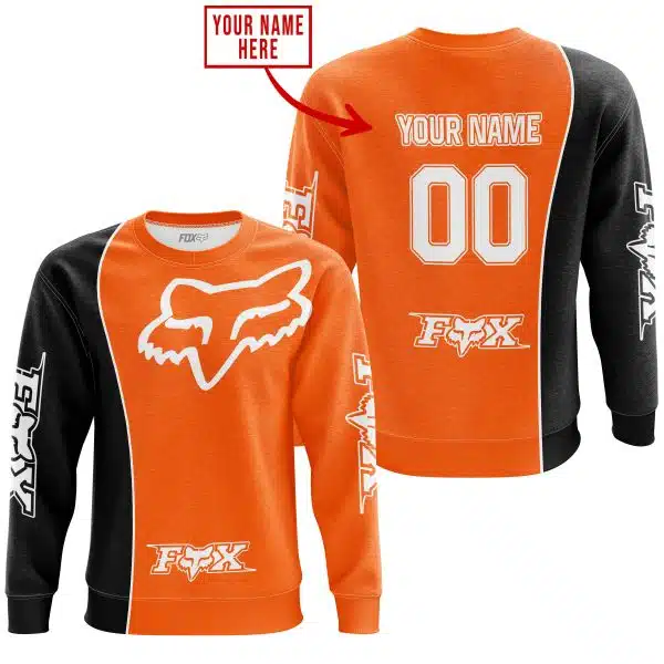 Limited Edition - Custom Name Motocrocss V2 - Fox Racing - Black Orange - Image 4