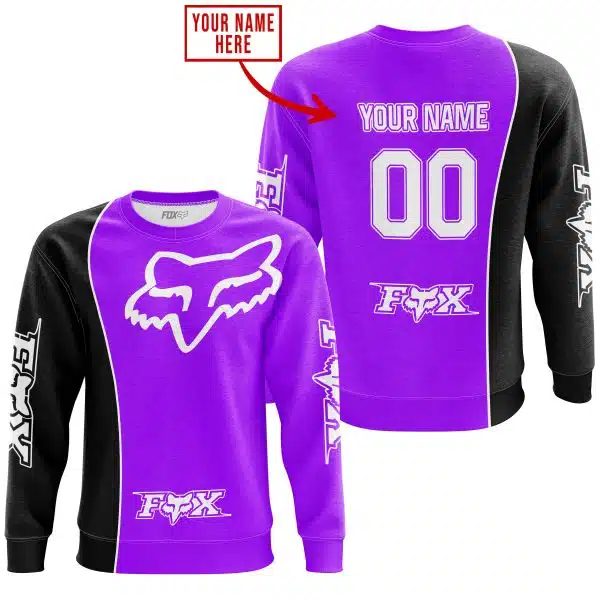Limited Edition - Custom Name Motocrocss V2 - Fox Racing - Black Purlple - Image 4