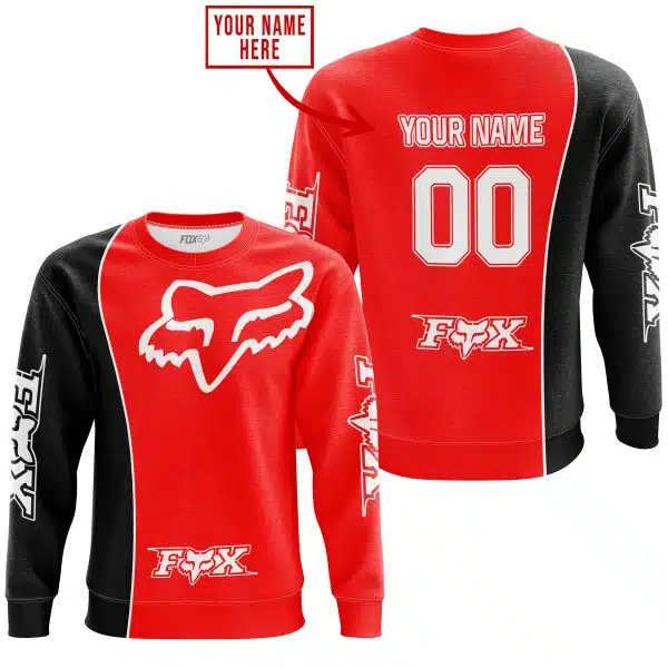 Limited Edition - Custom Name Motocrocss V2 - Fox Racing - Black Red - Image 3