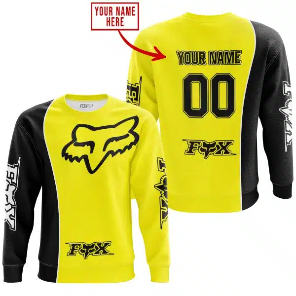Limited Edition - Custom Name Motocrocss V2 - Fox Racing - Black Yellow - Image 4