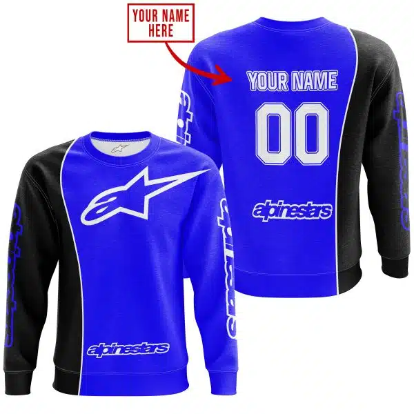 Limited Edition - Custom Name Motocrocss V2 - Alpinestars Black Blue - Image 4