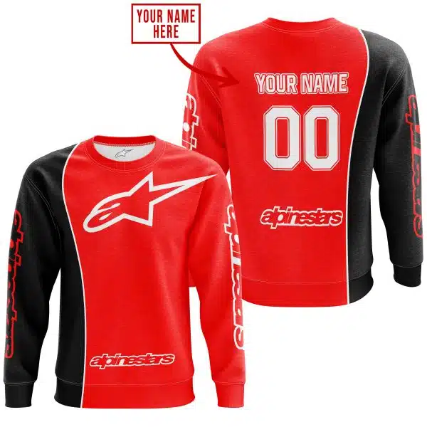 Limited Edition - Custom Name Motocrocss V2 - Alpinestars Black Red - Image 4