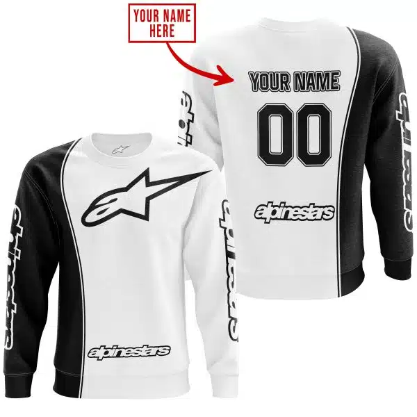 Limited Edition - Custom Name Motocrocss V2 - Alpinestars Black White - Image 4