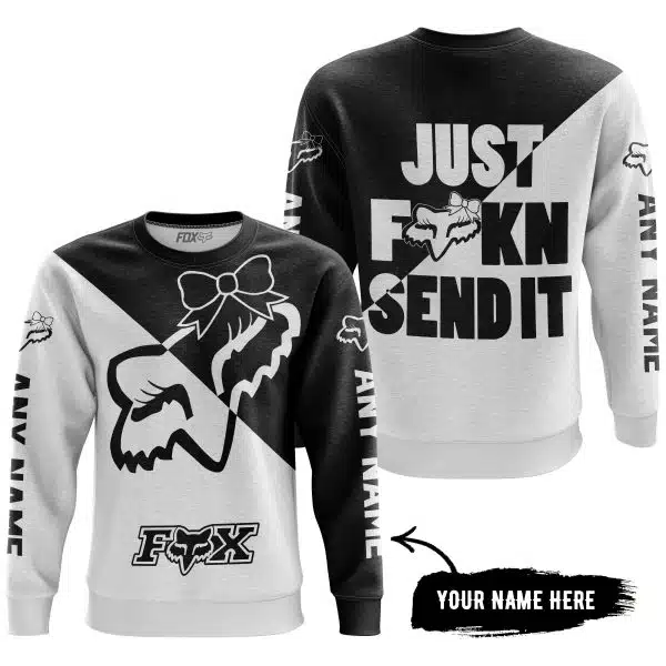 Just Fckn Send It – 3d All Over Printed – Fox Racing Girl – Black - Image 4
