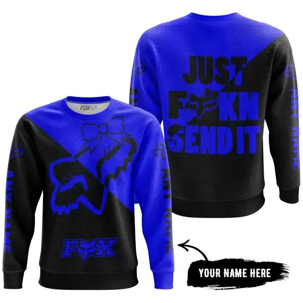 Just Fckn Send It – 3d All Over Printed – Fox Racing Girl – Blue - Image 3