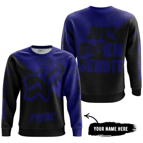 Just Fckn Send It – 3d All Over Printed – Fox Racing Girl – Navy - Image 4