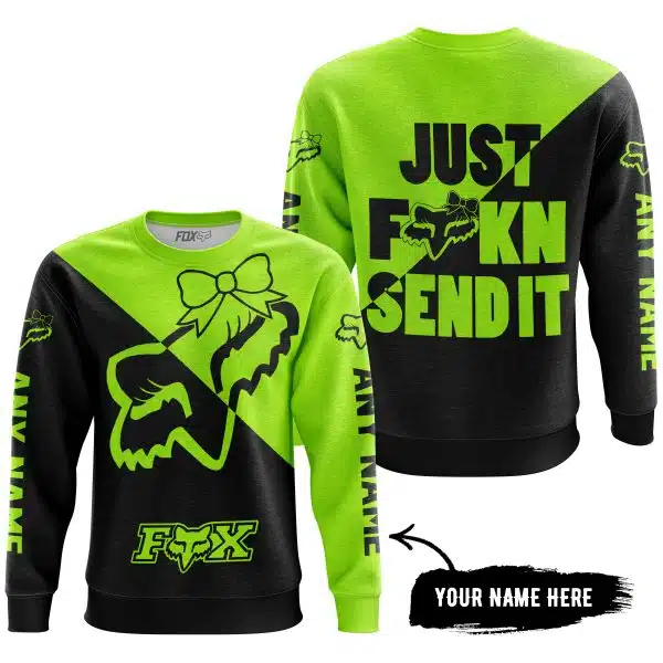 Just Fckn Send It – 3d All Over Printed – Fox Racing Girl – Neon - Image 3