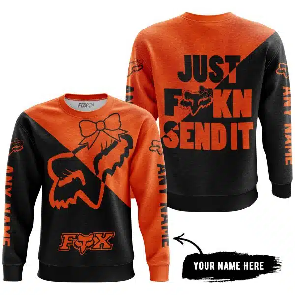 Just Fckn Send It – 3d All Over Printed – Fox Racing Girl – Orange - Image 4