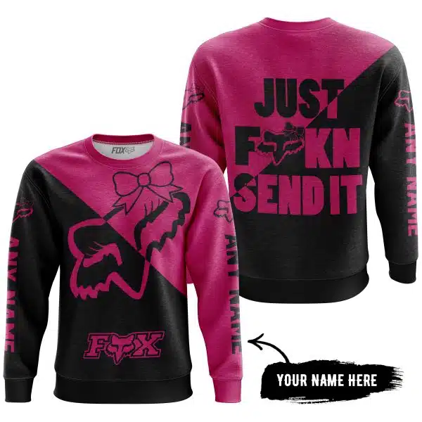 Just Fckn Send It – 3d All Over Printed – Fox Racing Girl – Pink 1 - Image 4