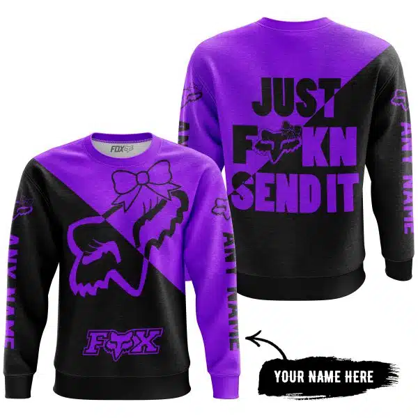 Just Fckn Send It – 3d All Over Printed – Fox Racing Girl – Purple - Image 4