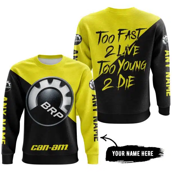 Too Fast To Live Too Young To Die - 3d All Over Printed - Can Am Yellow - Image 4