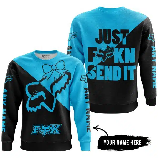 Just Fckn Send It – 3d All Over Printed – Fox Racing Girl – Sky Blue - Image 4