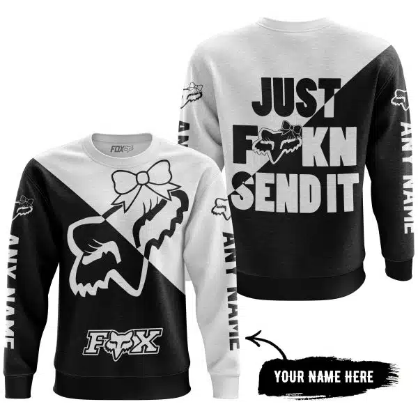 Just Fckn Send It – 3d All Over Printed – Fox Racing Girl – White - Image 4