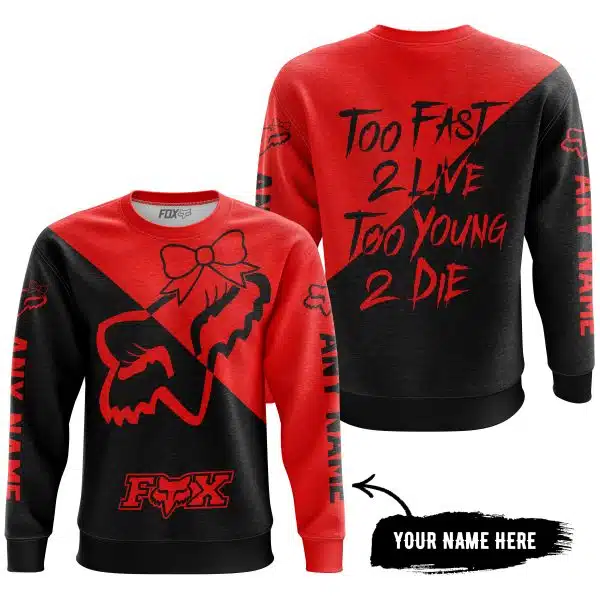 Too Fast To Live Too Young To Die – 3d All Over Printed – Fox Racing Girl – Red - Image 4