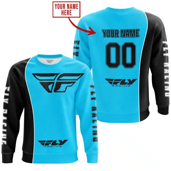 Limited Edition - Custom Name Motocrocss V2 - Fly Racing Sky Blue - Image 4