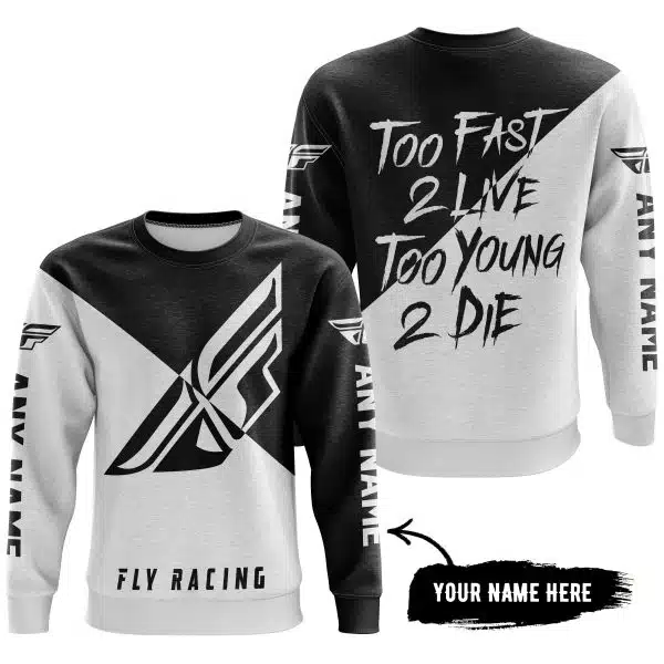 Too Fast To Live Too Young To Die - 3d All Over Printed - Fly Racing Black - Image 4