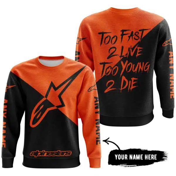 Too Fast To Live Too Young To Die - 3d All Over Printed - Alpinestars Orange - Image 3