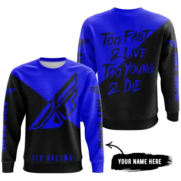 Too Fast To Live Too Young To Die - 3d All Over Printed - Fly Racing Blue - Image 4