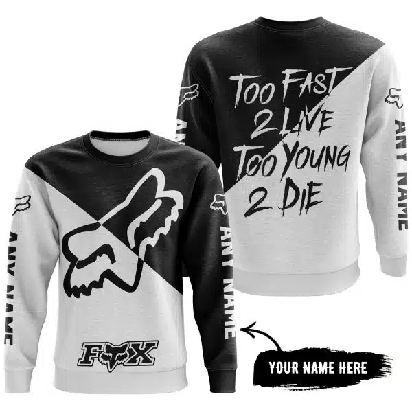 Too Fast To Live Too Young To Die - 3d All Over Printed - Fox Racing - Black - Image 4