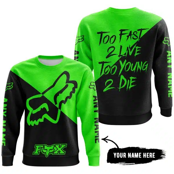 Too Fast To Live Too Young To Die - 3d All Over Printed - Fox Racing - Green - Image 4