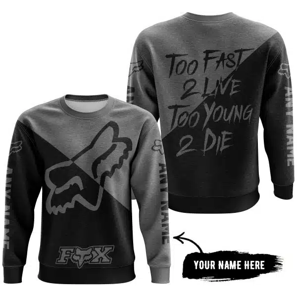 Too Fast To Live Too Young To Die - 3d All Over Printed - Fox Racing - Grey - Image 4