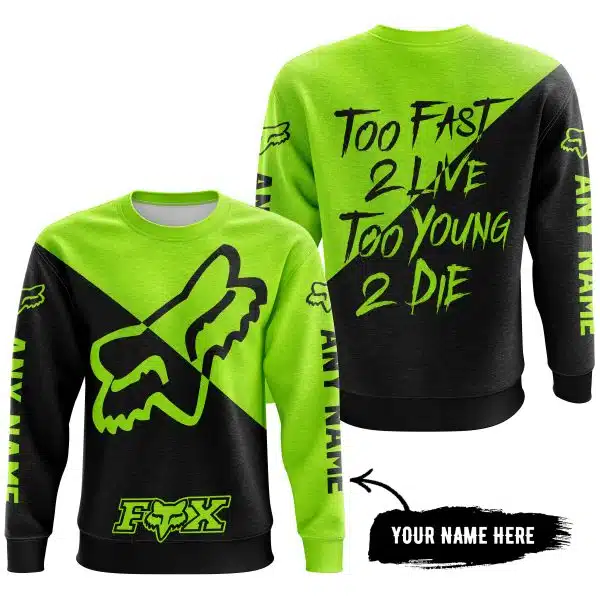 Too Fast To Live Too Young To Die - 3d All Over Printed - Fox Racing - Neon - Image 4