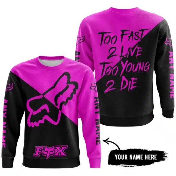 Too Fast To Live Too Young To Die - 3d All Over Printed - Fox Racing - Pink - Image 4