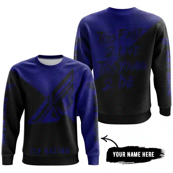 Too Fast To Live Too Young To Die - 3d All Over Printed - Fly Racing Navy - Image 4