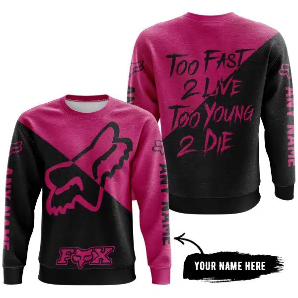 Too Fast To Live Too Young To Die - 3d All Over Printed - Fox Racing - Pink 1 - Image 4