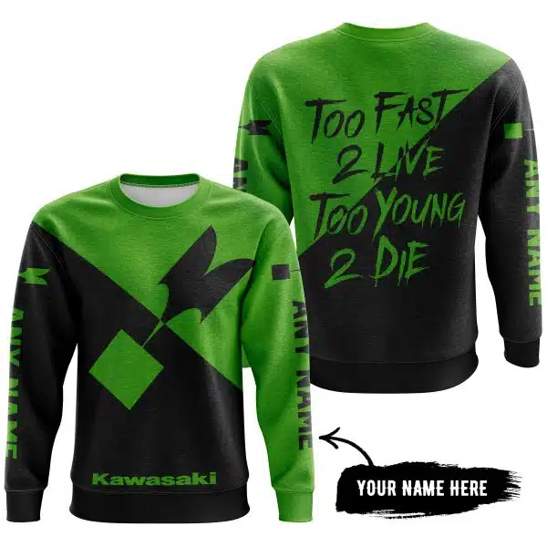 Too Fast To Live Too Young To Die - 3d All Over Printed - Kawasaki - Image 4