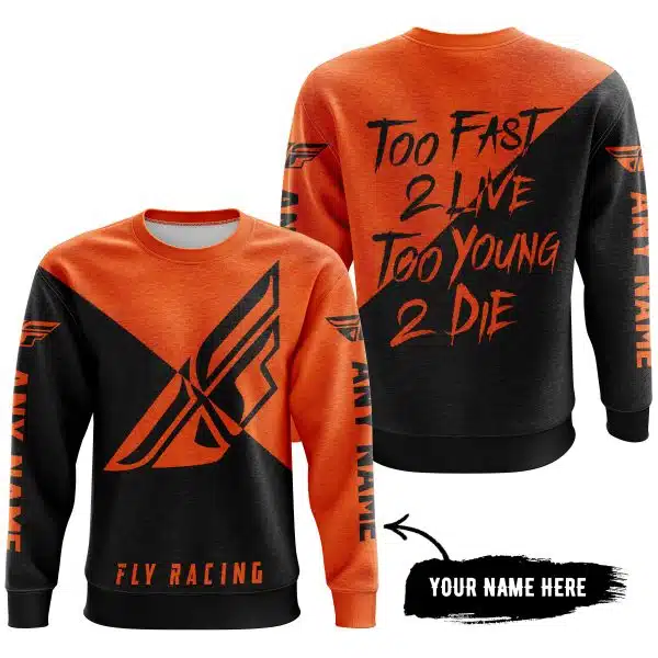 Too Fast To Live Too Young To Die - 3d All Over Printed - Fly Racing Orange - Image 4