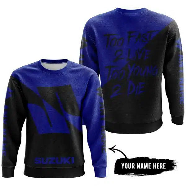 Too Fast To Live Too Young To Die - 3d All Over Printed - Suzuki - Blue - Image 4