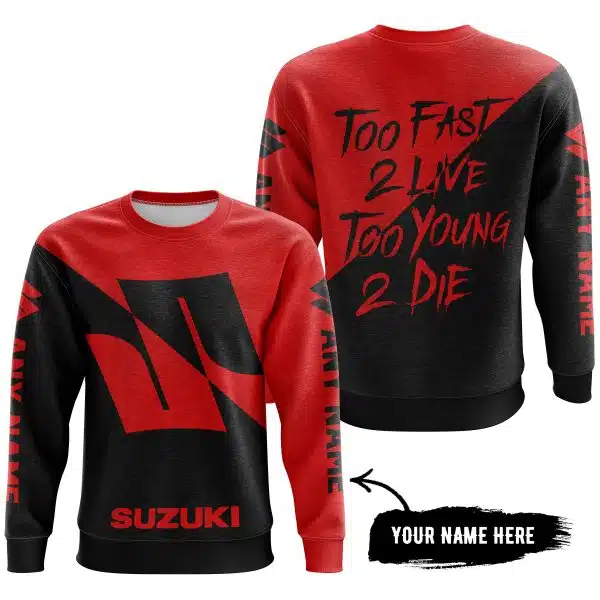 Too Fast To Live Too Young To Die - 3d All Over Printed - Suzuki - Red - Image 4
