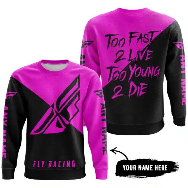 Too Fast To Live Too Young To Die - 3d All Over Printed - Fly Racing Pink - Image 4