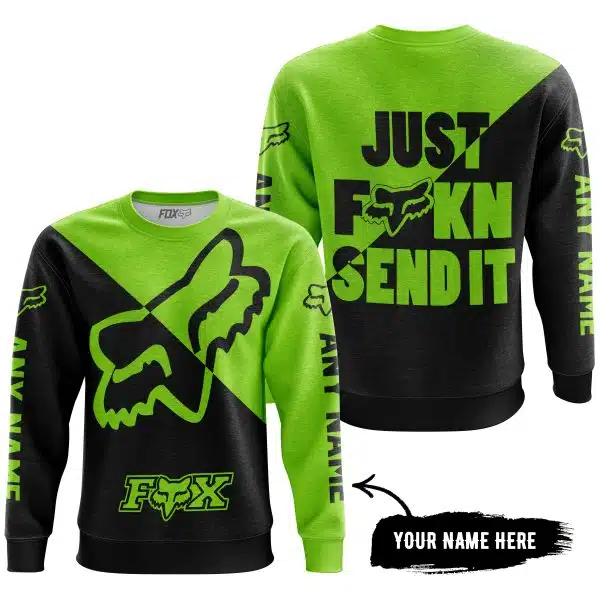 Just Fkcn Send It - 3d All Over Printed - Fox Racing - Green 1 - Image 4