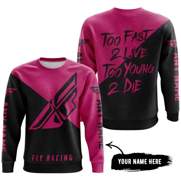 Too Fast To Live Too Young To Die - 3d All Over Printed - Fly Racing Pink 1 - Image 4