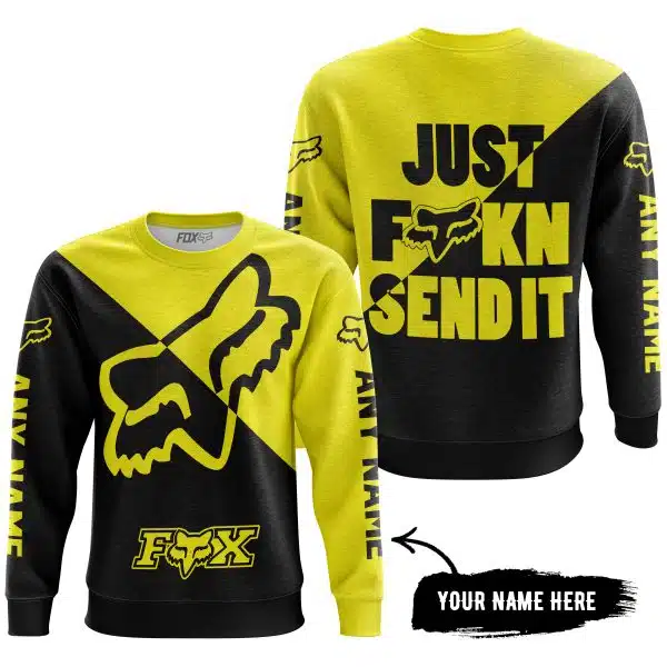 Just Fkcn Send It - 3d All Over Printed - Fox Racing - Yellow - Image 4