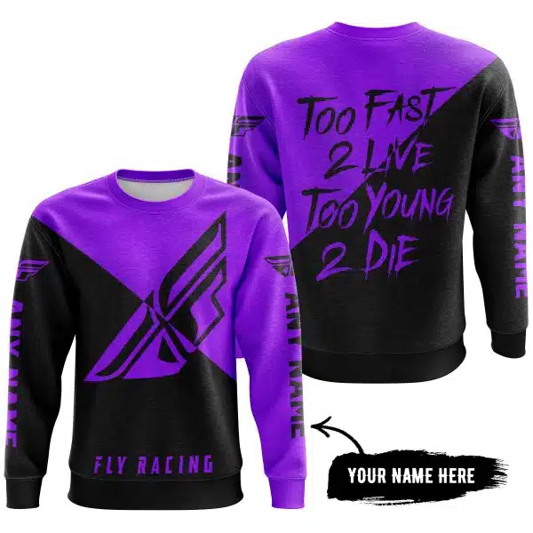Too Fast To Live Too Young To Die - 3d All Over Printed - Fly Racing Purple - Image 3