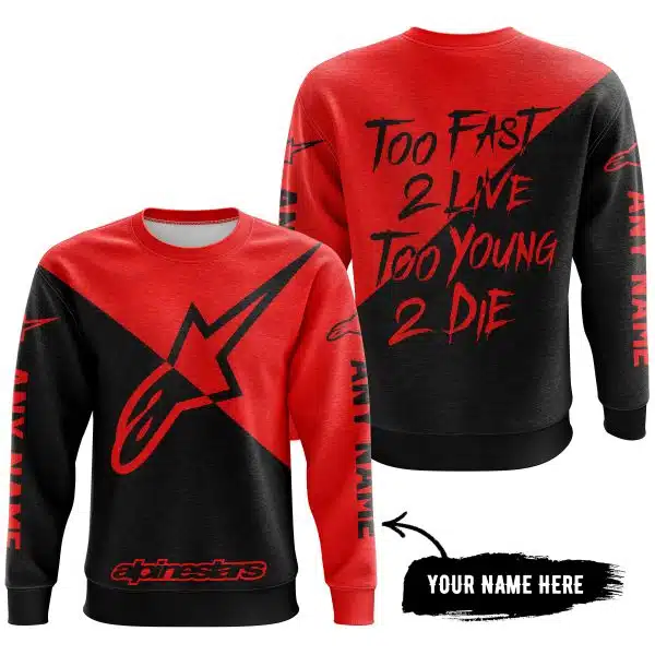 Too Fast To Live Too Young To Die - 3d All Over Printed - Alpinestars Red - Image 4