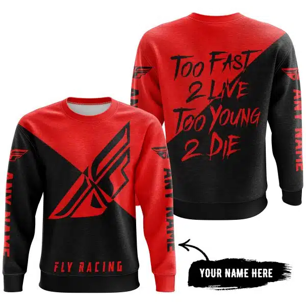 Too Fast To Live Too Young To Die - 3d All Over Printed - Fly Racing Red - Image 4