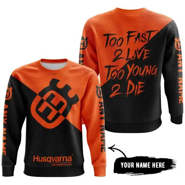 Too Fast To Live Too Young To Die - 3d All Over Printed - Husqvarna Orange - Image 4