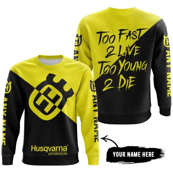 Too Fast To Live Too Young To Die - 3d All Over Printed - Husqvarna Yellow - Image 4