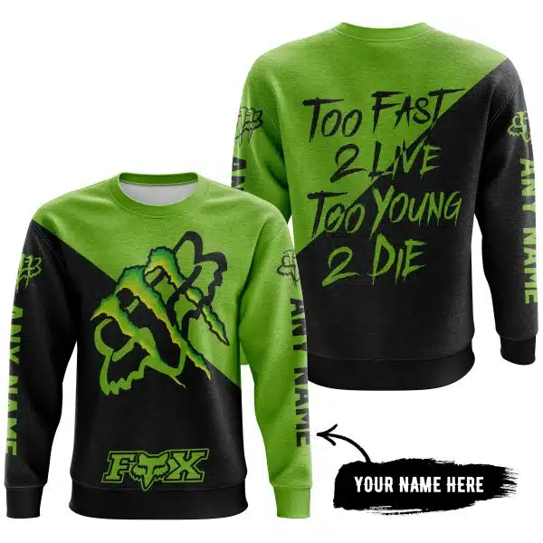 Too Fast To Live Too Young To Die - 3d All Over Printed - Fox Racing & Monster Energy - Image 4